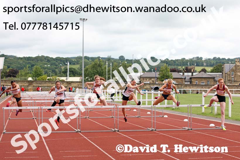 Womens under-20s 100 metres hurdles, EAP International Combined Events, Hexham Northumberland. Photo: David T. Hewitson/Sports for All Pics